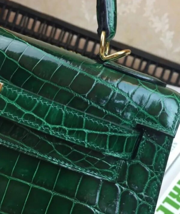 Hermes Kelly Bag 32 Crocodile leather Green - Image 5