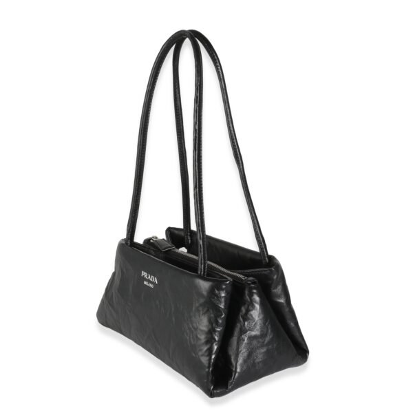 Black Antique Leather Small East West Shoulder Bag - Image 2