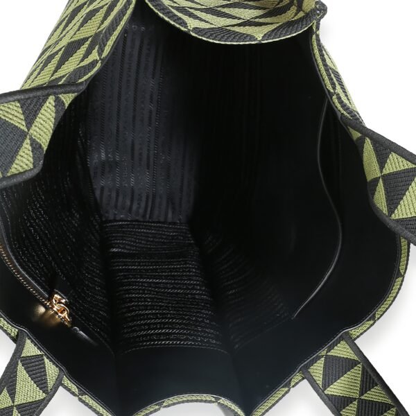 Black Green Jacquard Triangolo Symbole Shopping Tote - Image 3