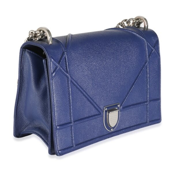 Navy Grained Calfskin Medium Diorama Flap Bag - Image 3