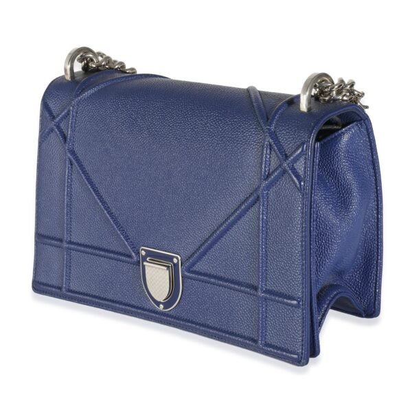 Navy Grained Calfskin Medium Diorama Flap Bag - Image 2