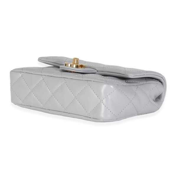 23B Grey Quilted Shiny Lambskin Mini CC Top Handle Flap Bag - Image 7