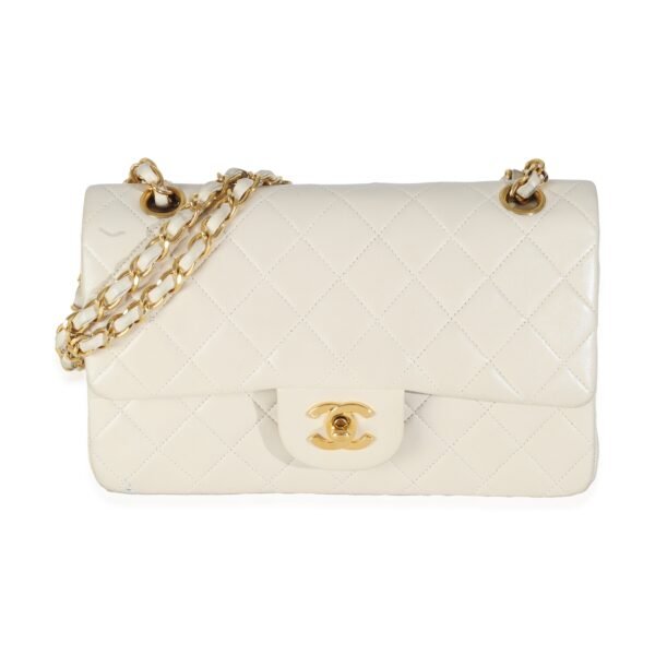 Vintage 24K Cream Quilted Lambskin Small Classic Double Flap Bag