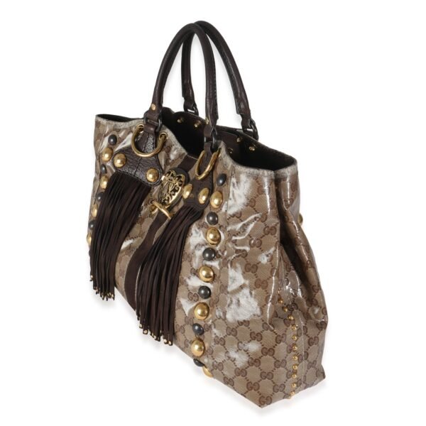 Beige GG Crystal Monogram Medium Babouska Fringe Tote - Image 2
