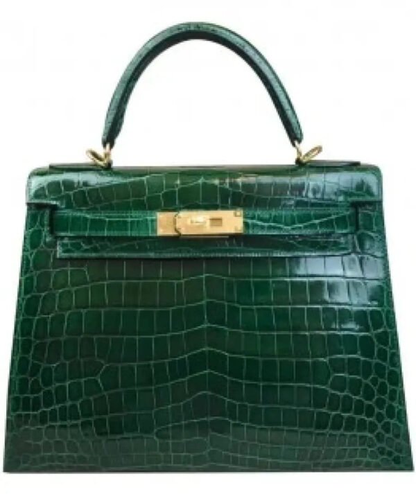 Hermes Kelly Bag 32 Crocodile leather Green