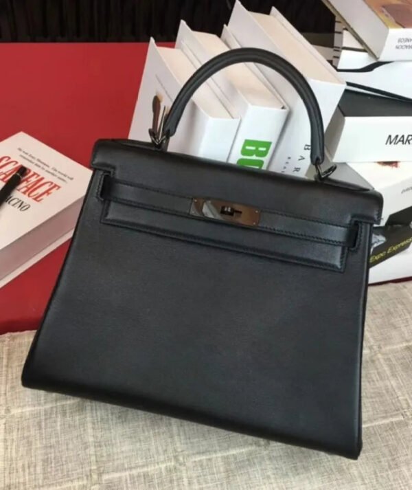 Hermes Kelly Bag 28 Swift Leather Black - Image 8