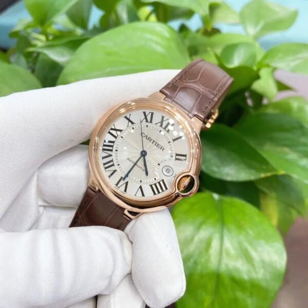 BALLON BLEU DE CARTIER WATCH 40 mm, automatic movement, 18K Rose gold, leather - Image 3
