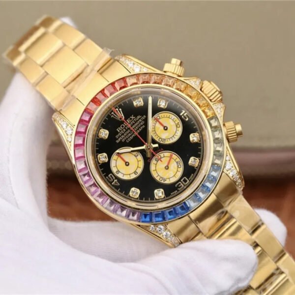 DAYTONA RAINBOW DIAMOND YELLOW GOLD STAINLESS STEEL 40MM 116598 RBOW - Image 2