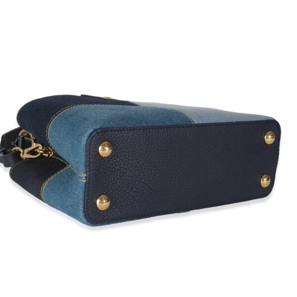 Navy Blue Patchwork Denim Capucines BB - Image 7