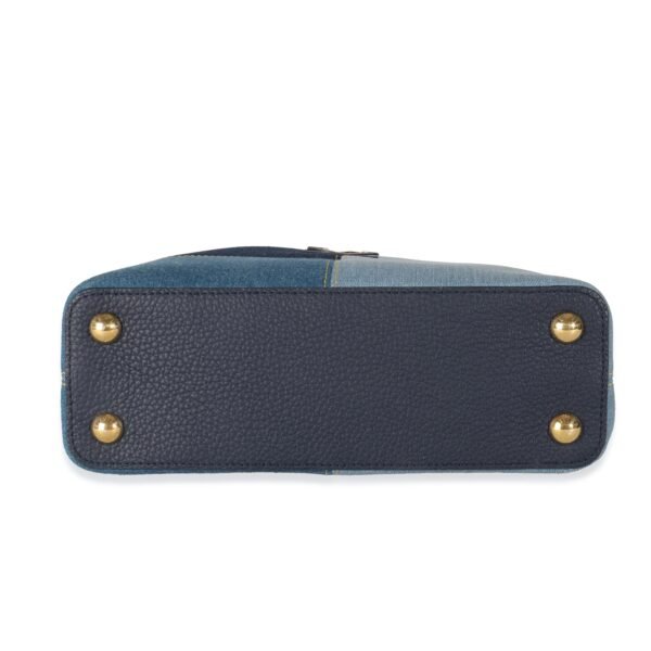 Navy Blue Patchwork Denim Capucines BB - Image 6