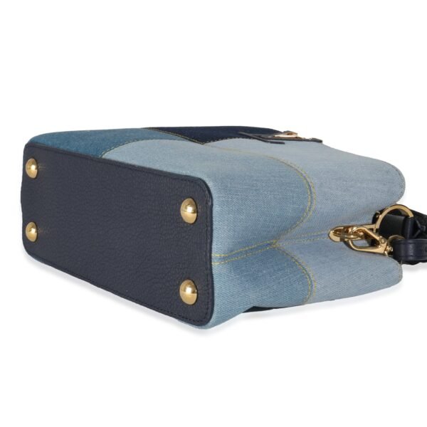 Navy Blue Patchwork Denim Capucines BB - Image 5