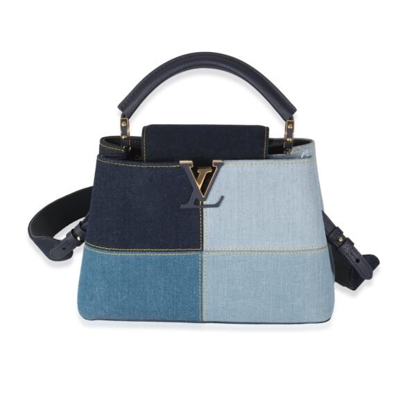 Navy Blue Patchwork Denim Capucines BB